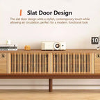 Meuble TV 220 cm en bois massif pour TV jusqu'à 90" - Meuble TV console moderne du milieu du siècle entièrement assemblé avec portes à lattes