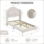 Lit double à LED avec tête de lit de rangement et station de charge, cadre de lit plateforme rembourré en velours avec étagère, aucun sommier tapissier requis