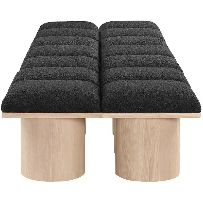 Black Boucle Fabric Bench