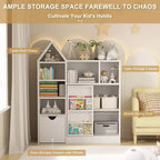 43.7 Organiseur de rangement de jouets et étagère pour enfants, coffre à jouets avec tiroirs et compartiments amovibles, rangement au sol pour salle de jeux, chambre d'enfant, salle de classe, blanc