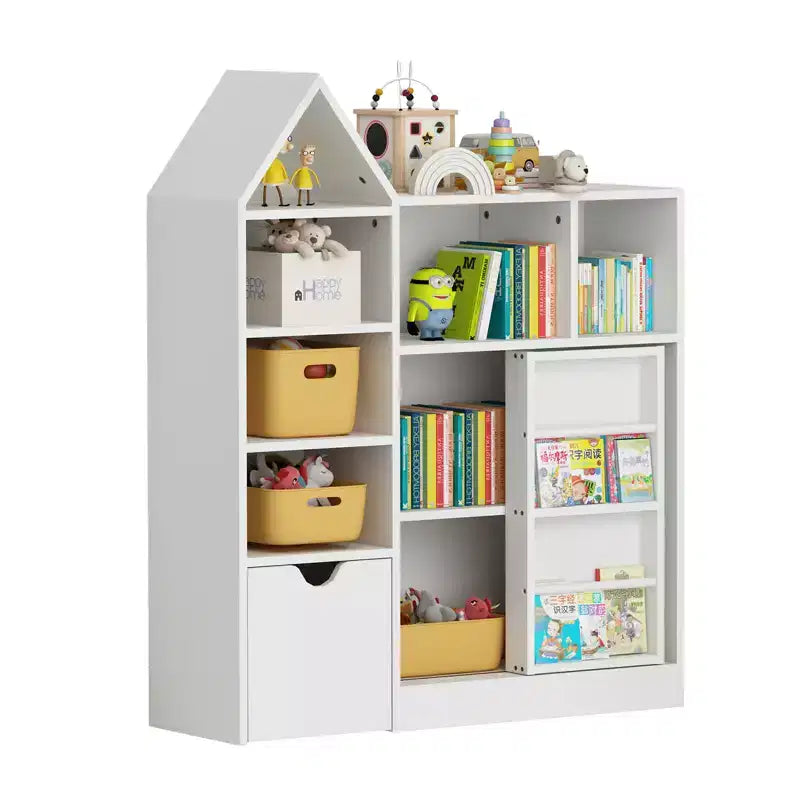 43.7 Kids Toy Storage Organizer & Bookshelf, Toy Chest with Movable Drawers & Cubbies, Floor Storage for Playroom, Bedroom, Classroom, White