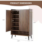 Meuble à chaussures, grand meuble de rangement pour chaussures d'entrée à 6 niveaux avec 3 portes et étagères réglables, organisateur de chaussures autoportant pour couloir, entrée