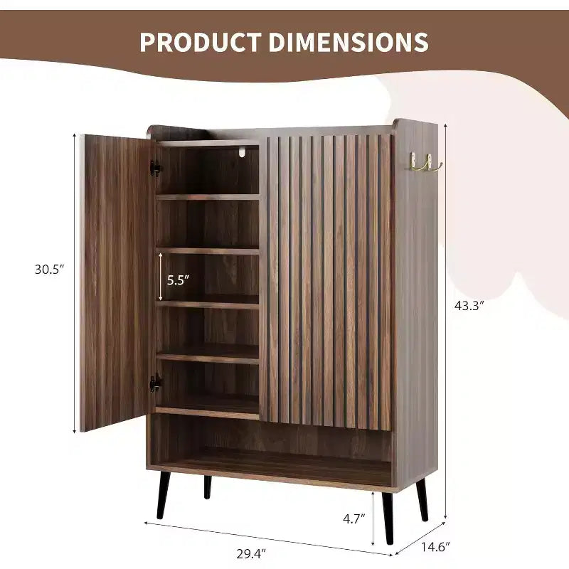 Shoe Cabinet,Large 6-Tier Entryway Shoe Storage Cabinet with 3 Doors & Adjustable Shelves,Freestanding Shoes Rack Organizer for Hallway, Entryway