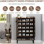 Meuble à chaussures, grand meuble de rangement pour chaussures d'entrée à 6 niveaux avec 3 portes et étagères réglables, organisateur de chaussures autoportant pour couloir, entrée