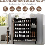 Meuble à chaussures, grand meuble de rangement pour chaussures d'entrée à 6 niveaux avec 3 portes et étagères réglables, organisateur de chaussures autoportant pour couloir, entrée