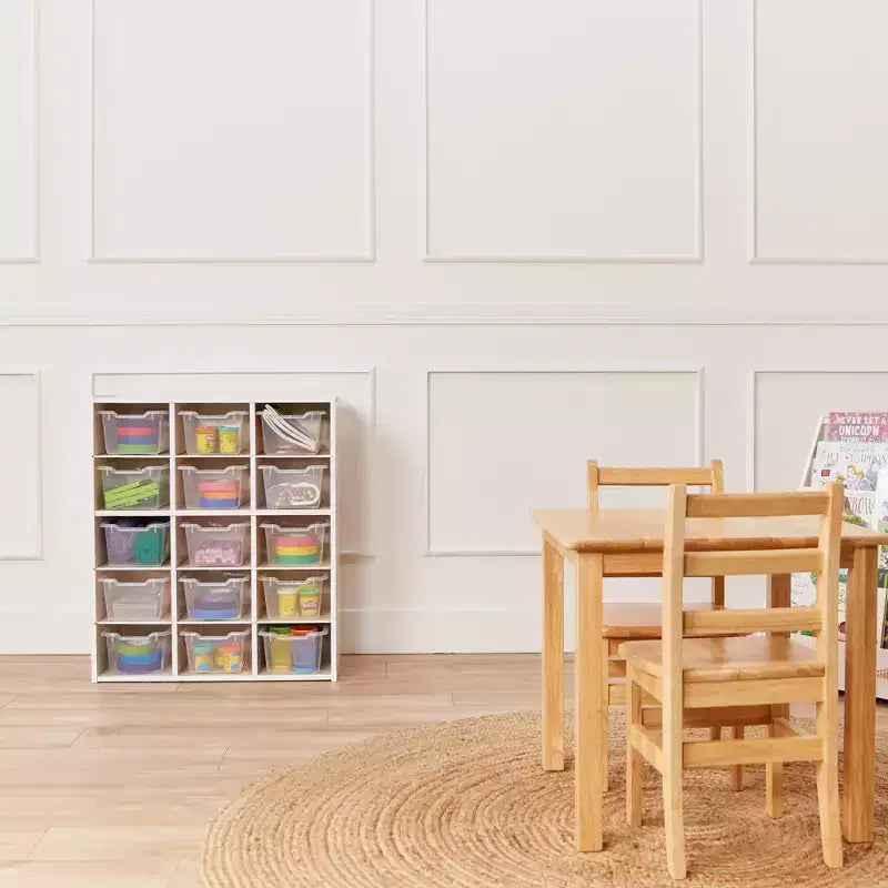 15 Cubby Tray Cabinet with 15 Scoop Front Bins, 5x3, Kids Furniture