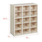 Meuble de rangement 15 bacs avec 15 bacs à rebord, 5x3, mobilier pour enfants