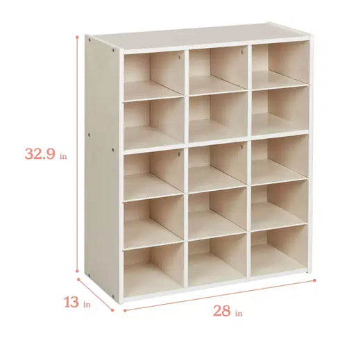 15 Cubby Tray Cabinet with 15 Scoop Front Bins, 5x3, Kids Furniture