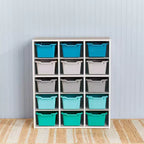 Meuble de rangement 15 bacs avec 15 bacs à rebord, 5x3, mobilier pour enfants