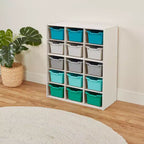Meuble de rangement 15 bacs avec 15 bacs à rebord, 5x3, mobilier pour enfants