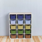 Meuble de rangement 15 bacs avec 15 bacs à rebord, 5x3, mobilier pour enfants