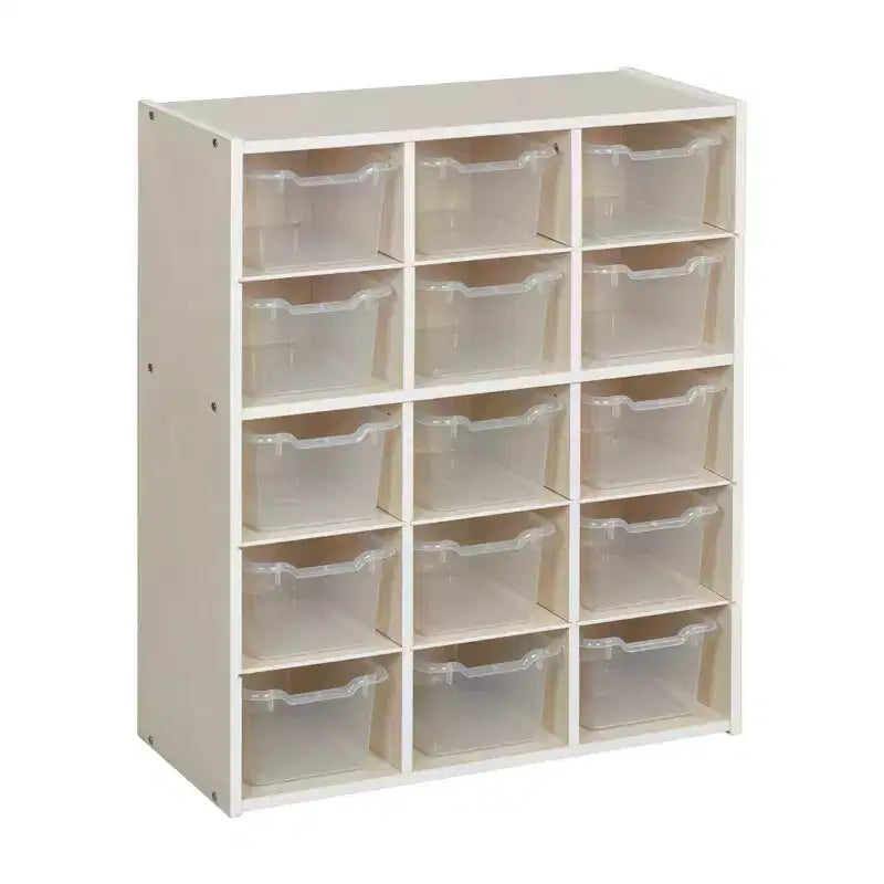 15 Cubby Tray Cabinet with 15 Scoop Front Bins, 5x3, Kids Furniture