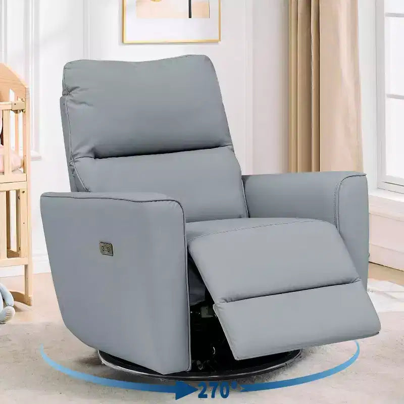 Power Recliner Chair Swivel Glider, Upholstered Living Room Rocker, Reclining Sofa Chair with Curved Armrests & Padded Backrest for Bedroom