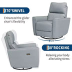 Fauteuil inclinable électrique pivotant, fauteuil à bascule rembourré pour salon, fauteuil inclinable avec accoudoirs incurvés et dossier rembourré pour chambre à coucher