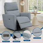 Fauteuil inclinable électrique pivotant, fauteuil à bascule rembourré pour salon, fauteuil inclinable avec accoudoirs incurvés et dossier rembourré pour chambre à coucher