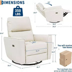 Fauteuil inclinable électrique pivotant, fauteuil à bascule rembourré pour salon, fauteuil inclinable avec accoudoirs incurvés et dossier rembourré pour chambre à coucher