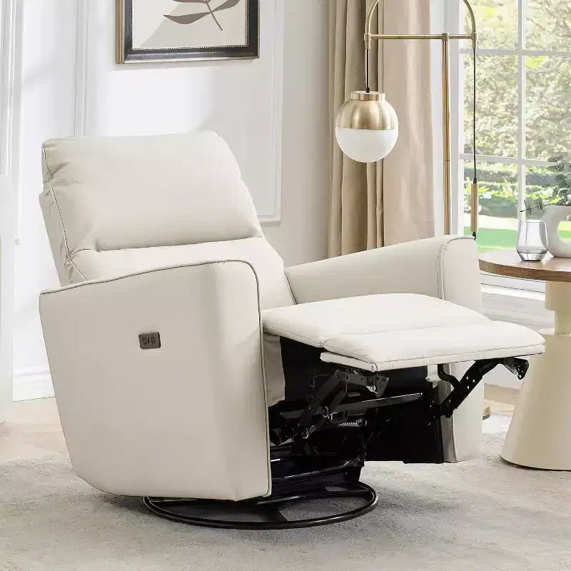 Power Recliner Chair Swivel Glider, Upholstered Living Room Rocker, Reclining Sofa Chair with Curved Armrests & Padded Backrest for Bedroom
