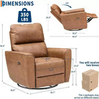 Fauteuil inclinable électrique pivotant, fauteuil à bascule rembourré pour salon, fauteuil inclinable avec accoudoirs incurvés et dossier rembourré pour chambre à coucher