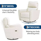 Fauteuil inclinable électrique pivotant, fauteuil à bascule rembourré pour salon, fauteuil inclinable avec accoudoirs incurvés et dossier rembourré pour chambre à coucher