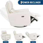 Fauteuil inclinable électrique pivotant, fauteuil à bascule rembourré pour salon, fauteuil inclinable avec accoudoirs incurvés et dossier rembourré pour chambre à coucher