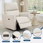 Fauteuil inclinable électrique pivotant, fauteuil à bascule rembourré pour salon, fauteuil inclinable avec accoudoirs incurvés et dossier rembourré pour chambre à coucher