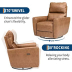 Fauteuil inclinable électrique pivotant, fauteuil à bascule rembourré pour salon, fauteuil inclinable avec accoudoirs incurvés et dossier rembourré pour chambre à coucher