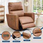 Fauteuil inclinable électrique pivotant, fauteuil à bascule rembourré pour salon, fauteuil inclinable avec accoudoirs incurvés et dossier rembourré pour chambre à coucher