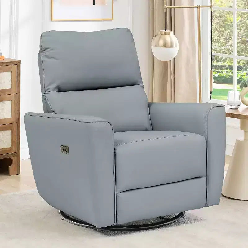 Power Recliner Chair Swivel Glider, Upholstered Living Room Rocker, Reclining Sofa Chair with Curved Armrests & Padded Backrest for Bedroom