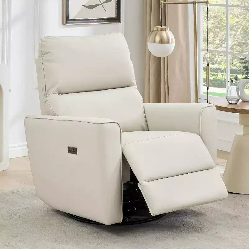 Power Recliner Chair Swivel Glider, Upholstered Living Room Rocker, Reclining Sofa Chair with Curved Armrests & Padded Backrest for Bedroom