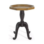 Table d'appoint style campagnard français avec plateau octogonal et effet bois