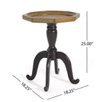 Table d'appoint style campagnard français avec plateau octogonal et effet bois