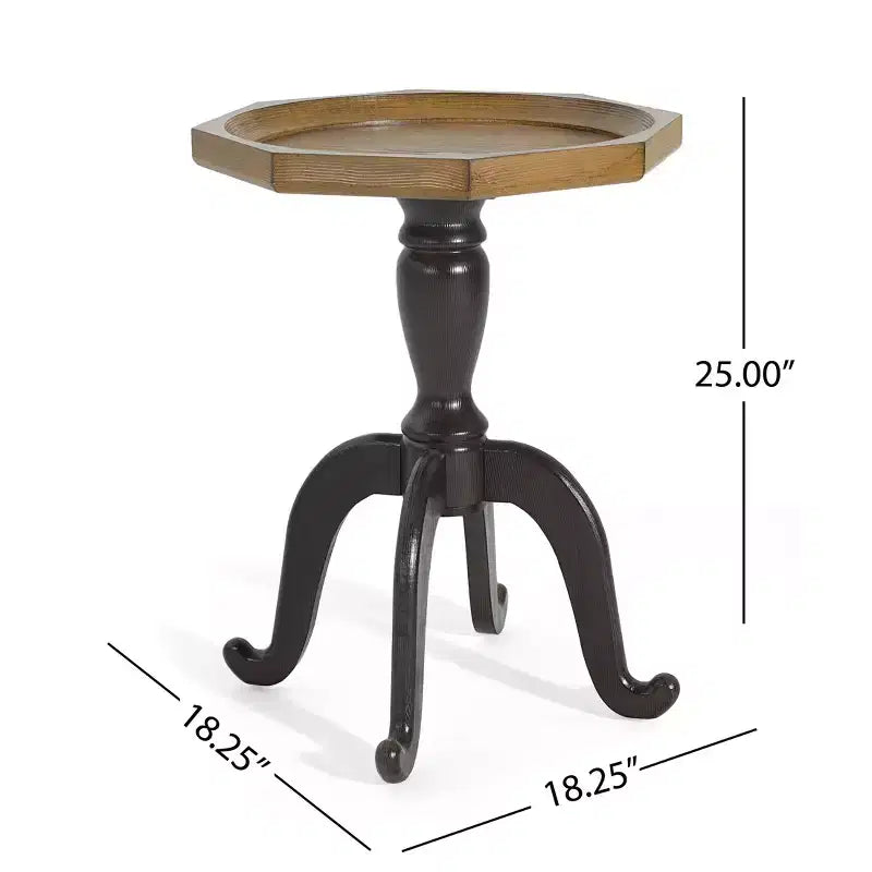 French Country Faux Wood Accent Table with Octagonal Top