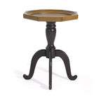 Table d'appoint style campagnard français avec plateau octogonal et effet bois