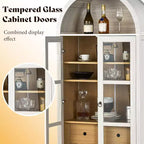 Meuble de rangement haut 71 po avec portes vitrées et tiroirs pour salon