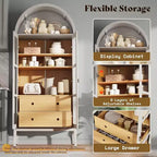 Meuble de rangement haut 71 po avec portes vitrées et tiroirs pour salon