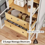 Meuble de rangement haut 71 po avec portes vitrées et tiroirs pour salon