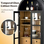 Meuble de rangement haut 71 po avec portes vitrées et tiroirs pour salon