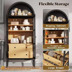 Meuble de rangement haut 71 po avec portes vitrées et tiroirs pour salon
