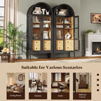 Meuble de rangement haut 71 po avec portes vitrées et tiroirs pour salon