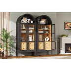 Meuble de rangement haut 71 po avec portes vitrées et tiroirs pour salon