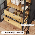 Meuble de rangement haut 71 po avec portes vitrées et tiroirs pour salon