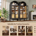 Meuble de rangement haut 71 po avec portes vitrées et tiroirs pour salon