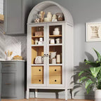 Meuble de rangement haut 71 po avec portes vitrées et tiroirs pour salon