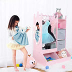 Armoire de rangement pour déguisements de filles avec miroir éclairé, organisateur de jouets