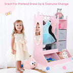 Armoire de rangement pour déguisements de filles avec miroir éclairé, organisateur de jouets
