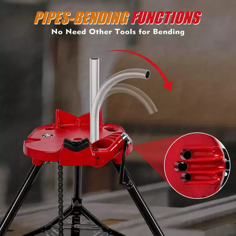 Pipe Vise, Tripod Stand 1/8''-6'' Capacity - Foldable Steel Legs for Pipe Cutting Bending Threading, for Pipefitters Plumbers
