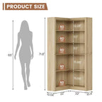 Étagère d'angle de 182 cm de haut, bibliothèque d'angle en L à 5 niveaux, étagère de style rustique avec rangement pour salon et bureau