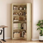 Étagère d'angle de 182 cm de haut, bibliothèque d'angle en L à 5 niveaux, étagère de style rustique avec rangement pour salon et bureau