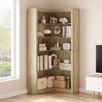 Étagère d'angle de 182 cm de haut, bibliothèque d'angle en L à 5 niveaux, étagère de style rustique avec rangement pour salon et bureau