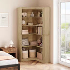 Étagère d'angle de 182 cm de haut, bibliothèque d'angle en L à 5 niveaux, étagère de style rustique avec rangement pour salon et bureau